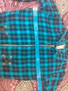 Blue Zipper Top With Skirt
