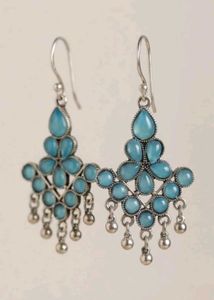 Bohemian Blue Stone Chandelier Earrings