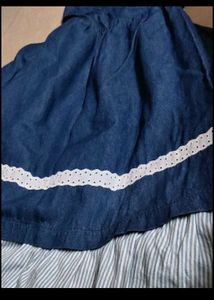 Denim Dress with Lace-Up Front