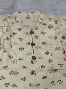 Elegant Cream Printed Kurta