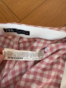 Zara Pink Straight Plaid Pants