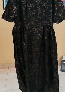 Elegant Black Floral Print Gown