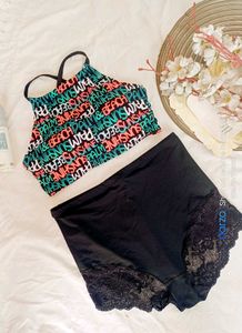 Trendy Bikini Set with Lace Trim