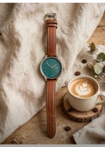 ⌚🌿 TITAN MINIMALIST GREEN DIAL LEATHER STRAP WRIS