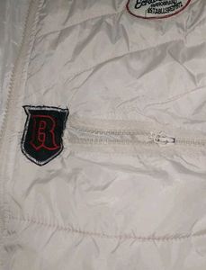 Vintage White Puffer Vest with Patches