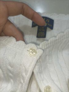 Ralph Lauren Polo White Cable Knit Cardigan