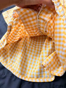 Cute Yellow Gingham Button-Up Shirt