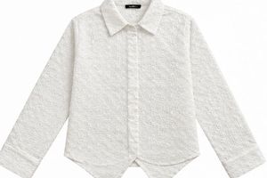 White Textured Button-Down Shirt