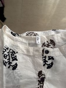 White Block Print Kurta