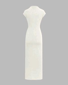 Elegant Ruched white bodycon Dress