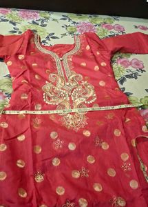 pink Kurta with Gold Embellishments