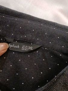 Men's Black Polo Shirt with White Collar
