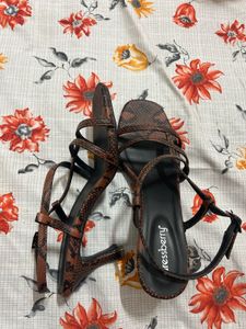 Dressberry Snake Print Strappy Sandals