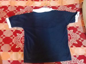 Navy Polo Shirt with White Collar &amp; Cuffs