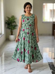 Green Printed Maxi Dress