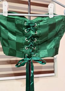 Green Checkered Corset Top