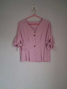 Pink Blouse with Bow Sleeves