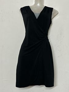 Chic Black Sleeveless Wrap Dress
