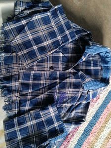Blue Plaid Button-Up Shirt
