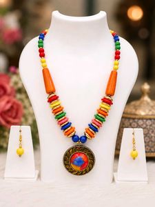 Trendy Multicolor Beaded Necklace Set for Women