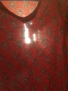 Red Floral Print Kurta