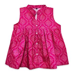 💖 Vibrant Pink Printed Sleeveless Kurta 💖