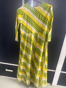 Vibrant Yellow &amp; Green Printed Kurta