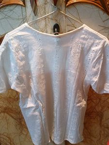 Embroidered White Cotton Top