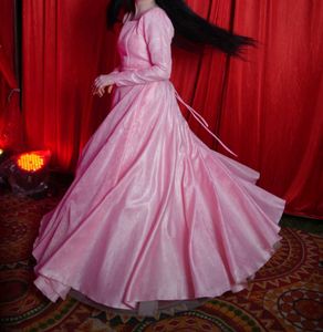 Elegant Pink Long Sleeve Maxi Dress
