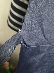 Denim Jumpsuit with Striped Top
