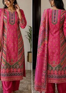 Vibrant Pink Printed Kurta Set with Dupatta