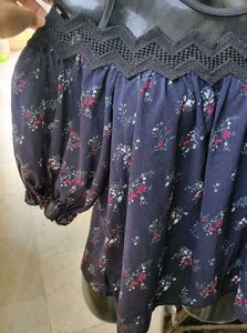 Cute Floral Cold Shoulder Top