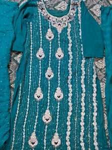 Teal Embellished Salwar Kameez