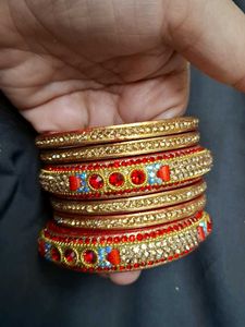 Brand new Set of Red and Gold lakh Bangles