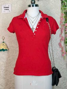 Red Tommy Hilfiger Polo Shirt