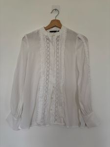 Elegant White Broderie Anglaise Blouse