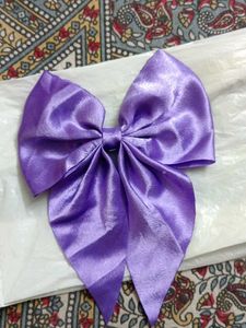 Purple Satin Bow Hair Clip