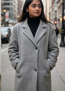 Chic Grey Wool Blend 🧥 🤎👜
