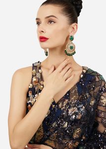 Stunning Emerald &amp; Gold Dangle Earrings