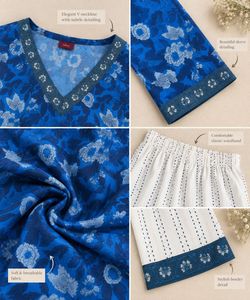 Blue Floral Libas Kurti Set 💙🌸