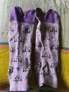 Cute Panda Toe Socks Purple Colour