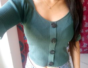 Green Button-Down Top