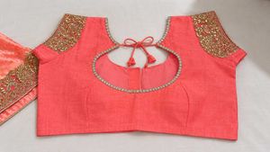 Pink &amp; Cream Embroidered saree