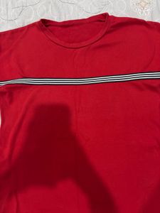 Red Striped Casual T-Shirt