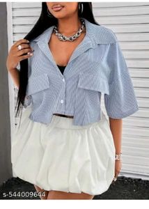 Chic Striped Cropped Shirt