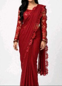 Elegant Red Embroidered Saree