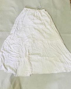 White Tiered Cotton Maxi Skirt