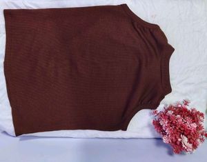 Sleek Brown Knit Top