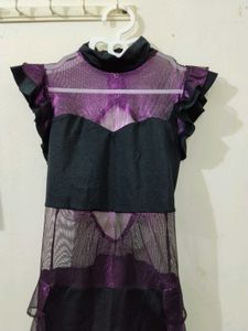 Y2K Metallic Purple Clubbing Romper