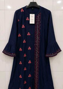 Embroidered Navy Blue Kurta